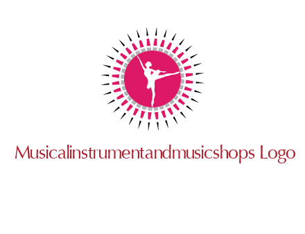 dancing ballerina in fancy pointy circle arts logo icon