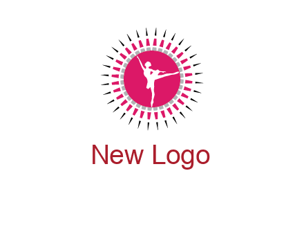 dancing ballerina in fancy pointy circle arts logo icon