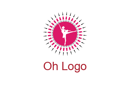 dancing ballerina in fancy pointy circle arts logo icon