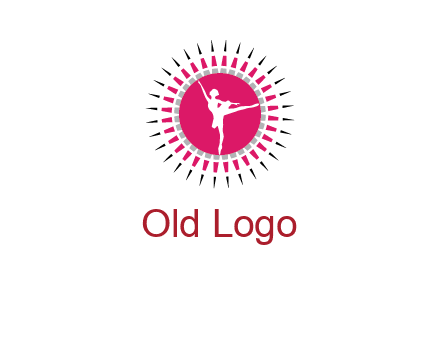 dancing ballerina in fancy pointy circle arts logo icon
