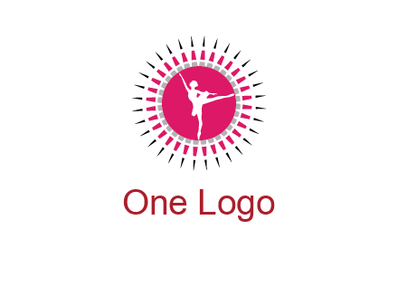 dancing ballerina in fancy pointy circle arts logo icon