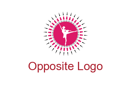 dancing ballerina in fancy pointy circle arts logo icon