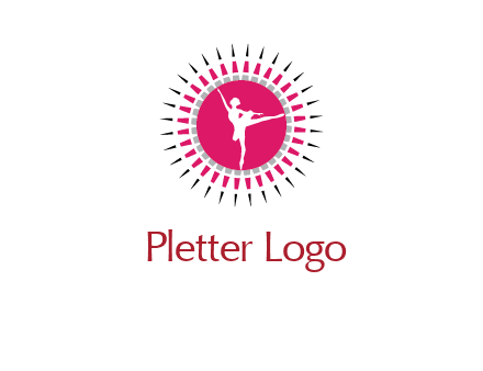 dancing ballerina in fancy pointy circle arts logo icon
