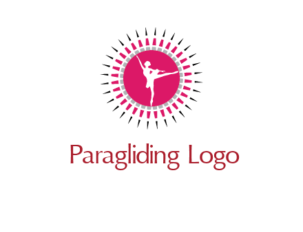 dancing ballerina in fancy pointy circle arts logo icon