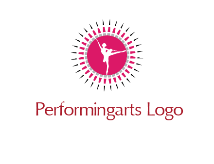 dancing ballerina in fancy pointy circle arts logo icon