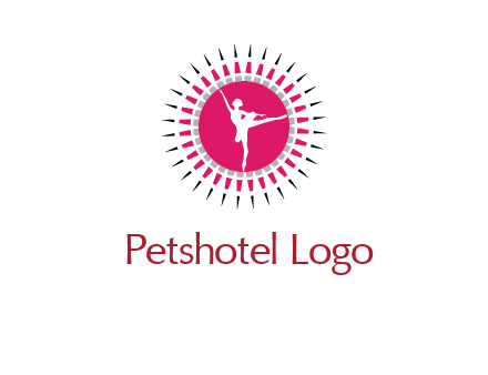 dancing ballerina in fancy pointy circle arts logo icon