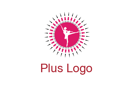 dancing ballerina in fancy pointy circle arts logo icon