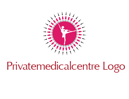 dancing ballerina in fancy pointy circle arts logo icon