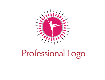 dancing ballerina in fancy pointy circle arts logo icon