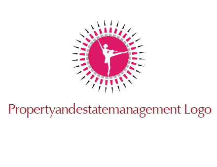 dancing ballerina in fancy pointy circle arts logo icon