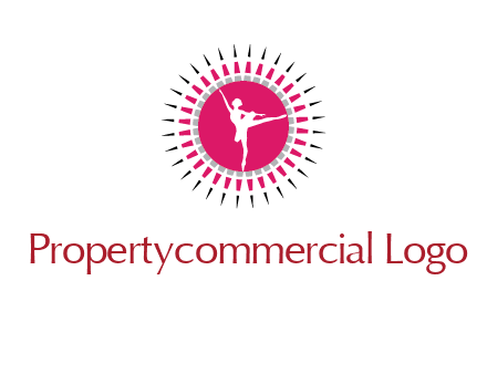 dancing ballerina in fancy pointy circle arts logo icon