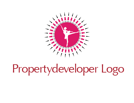 dancing ballerina in fancy pointy circle arts logo icon
