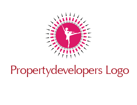 dancing ballerina in fancy pointy circle arts logo icon