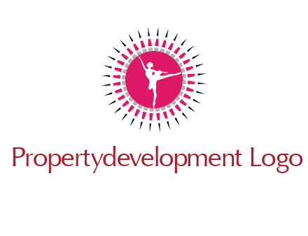 dancing ballerina in fancy pointy circle arts logo icon