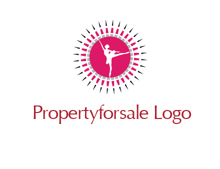 dancing ballerina in fancy pointy circle arts logo icon