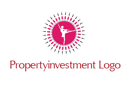 dancing ballerina in fancy pointy circle arts logo icon