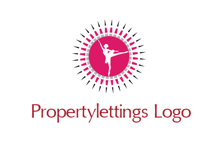 dancing ballerina in fancy pointy circle arts logo icon