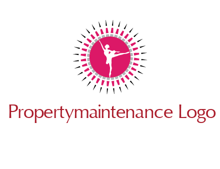 dancing ballerina in fancy pointy circle arts logo icon
