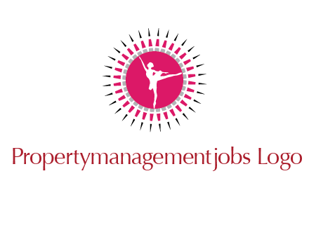 dancing ballerina in fancy pointy circle arts logo icon