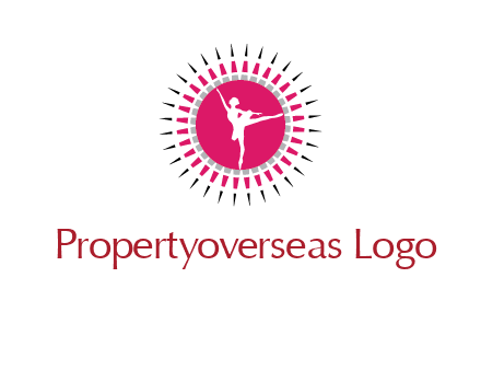 dancing ballerina in fancy pointy circle arts logo icon