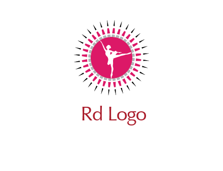 dancing ballerina in fancy pointy circle arts logo icon