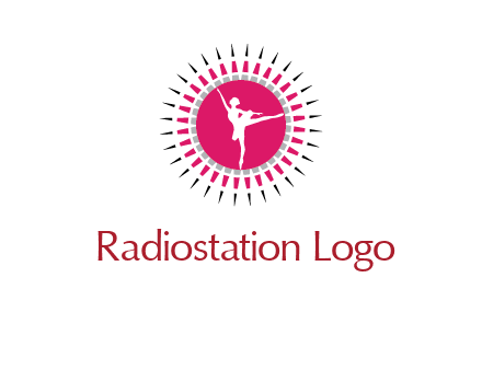 dancing ballerina in fancy pointy circle arts logo icon