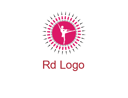 dancing ballerina in fancy pointy circle arts logo icon