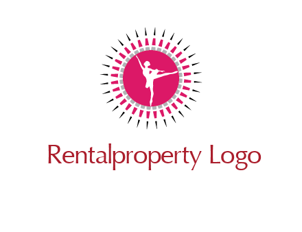 dancing ballerina in fancy pointy circle arts logo icon