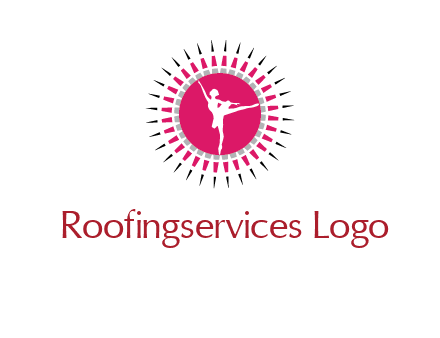 dancing ballerina in fancy pointy circle arts logo icon