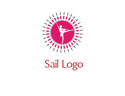 dancing ballerina in fancy pointy circle arts logo icon