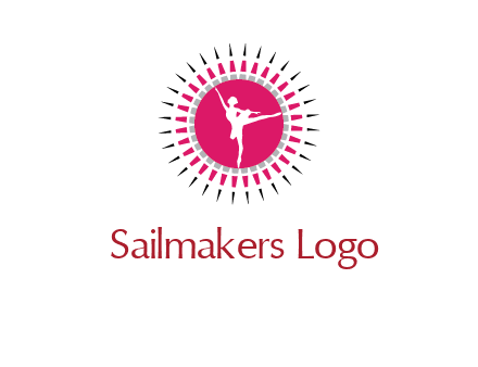 dancing ballerina in fancy pointy circle arts logo icon