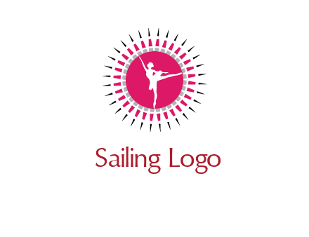 dancing ballerina in fancy pointy circle arts logo icon