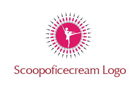 dancing ballerina in fancy pointy circle arts logo icon