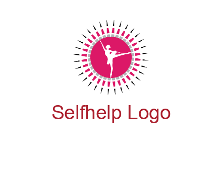 dancing ballerina in fancy pointy circle arts logo icon