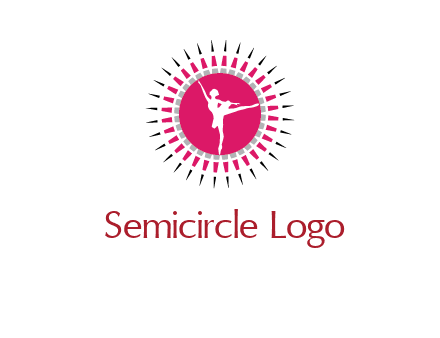 dancing ballerina in fancy pointy circle arts logo icon
