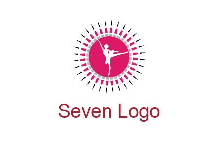 dancing ballerina in fancy pointy circle arts logo icon