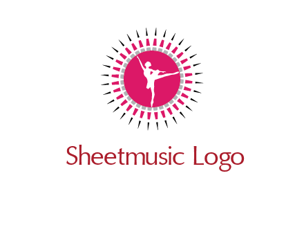 dancing ballerina in fancy pointy circle arts logo icon