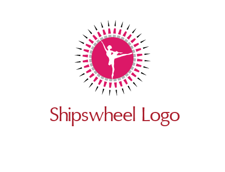 dancing ballerina in fancy pointy circle arts logo icon