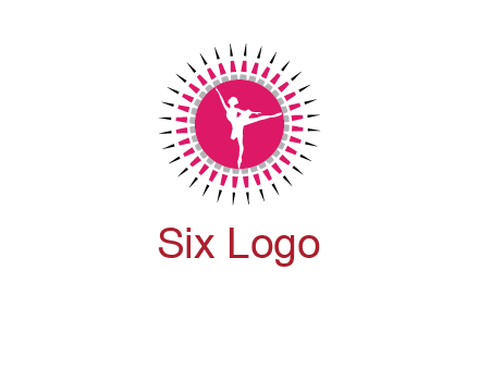 dancing ballerina in fancy pointy circle arts logo icon