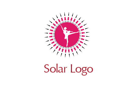 dancing ballerina in fancy pointy circle arts logo icon