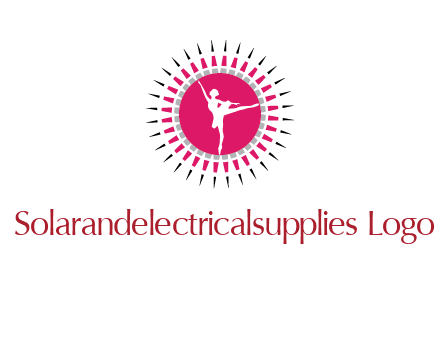 dancing ballerina in fancy pointy circle arts logo icon
