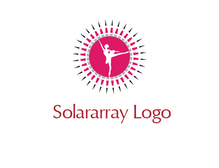 dancing ballerina in fancy pointy circle arts logo icon