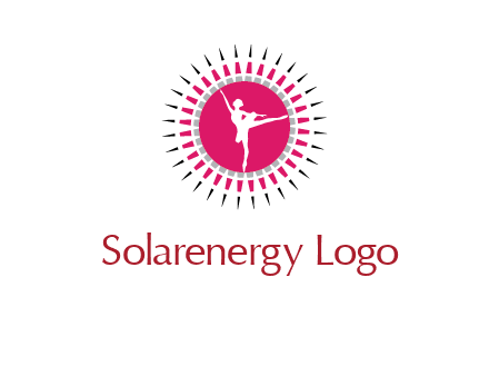 dancing ballerina in fancy pointy circle arts logo icon