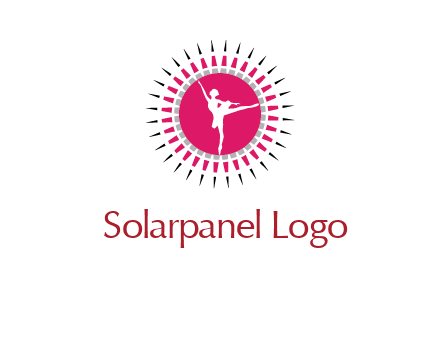 dancing ballerina in fancy pointy circle arts logo icon