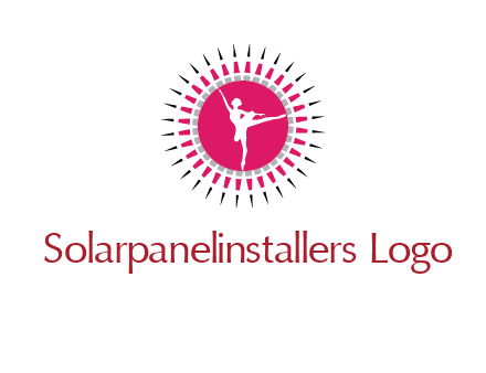 dancing ballerina in fancy pointy circle arts logo icon