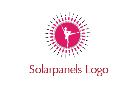 dancing ballerina in fancy pointy circle arts logo icon
