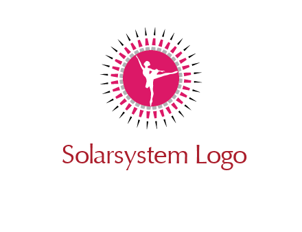 dancing ballerina in fancy pointy circle arts logo icon