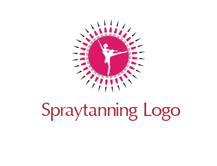dancing ballerina in fancy pointy circle arts logo icon