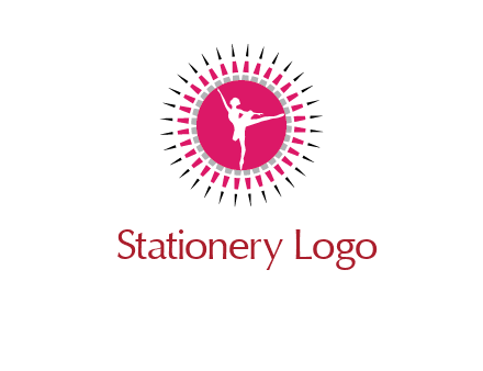dancing ballerina in fancy pointy circle arts logo icon