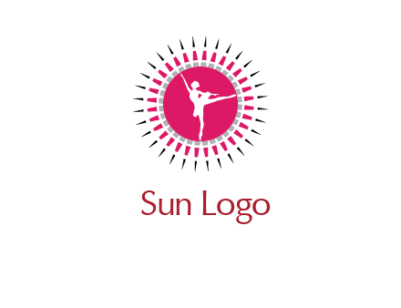dancing ballerina in fancy pointy circle arts logo icon